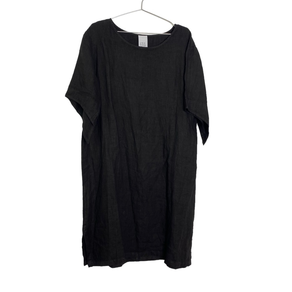 Lotus Eaters Black‎ Linen Lagenlook Midi Dress